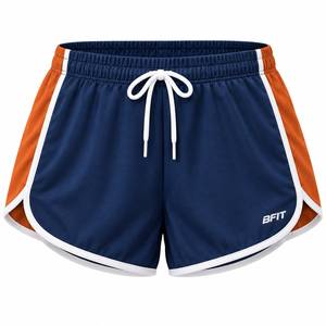 Custom <b>Women</b>’s Athletic <b>Shorts</b> Navy <b>Orange</b> Quick Dry Running Training <b>Shorts</b> - Product Image 1