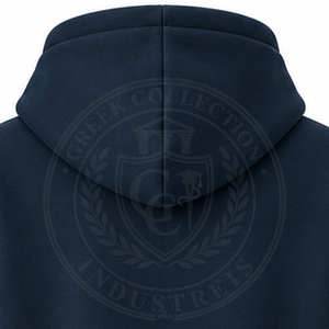 Sudadera con Capucha Azul Marino de Alta Calidad para Hombre y Mujer, 100% Algodón, Felpa, Bordado Griego, Estilo Urbano, Cálida para Invierno - Product Image 3