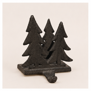 Heavy Duty Cast Iron Christmas Tree <b>Stocking</b> <b>Holder</b> Rustic 3-Tree Design Metal <b>Stocking</b> Hanger For Fireplace Mantel Durable Hook - Product Image 1