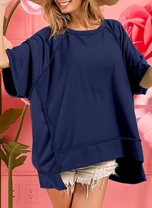 T-shirt en coton uni de haute qualité pour femmes - Product Image 5