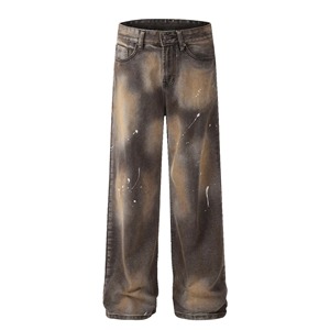 Jeans Rectos Casuales de Invierno para Hombre, Cintura Media, Denim Desgastado, 100% Algodón Transpirable de Alta Calidad con Diseño de Logotipo Frontal - Product Image 4