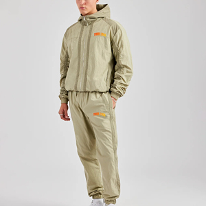 Custom Nylon & 100% Polyester Hooded Windbreaker <b>Tracksuit</b> for Men-Lightweight Solid Waterproof Casual Summer - Product Image 1