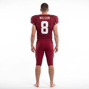 Uniforme de football américain personnalisé pour hommes, 100% polyester, maillot et pantalon rétro bordeaux sublimés, OEM, vêtements d'équipe pour lycée - Product Image 2