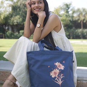 Custom Printed Cotton <b>Canvas</b> <b>Tote</b> Bags | Solid Color Geometric Pattern | Zipper Closure High Quality Reusable <b>Canvas</b> <b>Tote</b> Bag - Product Image 2