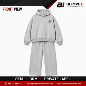 Conjunto de Sudadera con Capucha y Pantalones de Chándal para Hombre, Estampado Personalizado OEM, Transpirable, de Otoño, Oversize, de Corte Holgado, con Apliques de Sarga y Remaches, Estilo Holgado Blimpex - Product Image 2