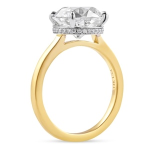 Anillo de Diamante de Laboratorio con Corte Europeo Antiguo de 3.76 CT, Certificado IGI, Anillo Solitario de Diamante Redondo Brillante, Oro de Dos Tonos, Halo Oculto - Product Image 5