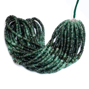 Emerald 5mm-6mm Faceted Heishi Beads Natural Emerald Precious Gemstone Wheel Coin <b>Spacer</b> Rondelle Loose Beads For Jewelry Making - Product Image 3