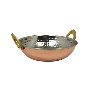 Vintage Copper Hammered Kadahi With Brass Handles <b>Stainless</b> <b>Steel</b> Lining Vintage Cookware For Stovetop Cooking - Product Image 2