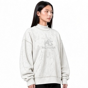 Sudadera Oversize de Felpa/Algodón con Efecto Ácido, Personalizable, de Última Tendencia, Color Blanco, Cuello Alto Premium, Hombros Caídos - Product Image 4