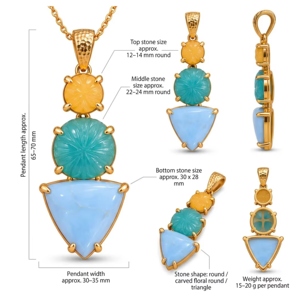 Collar de Moda con Colgante de Ópalo Azul y Jade, en Latón Sólido Chapado en Oro de 18k, Diseño Moderno para Mujer - Product Image 4