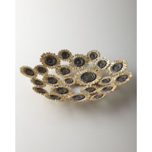 Golden Hammered Metal Bowls With Enamel Birds And Flowers Handmade Glam Decorative Serving <b>Tray</b> Bowls For Gifting & Food Serving - Product Image 4