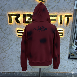 Sweat à capuche zippé surdimensionné personnalisé 450 GSM en molleton bouclette délavé à l'acide avec imprimé graphique, veste streetwear épaisse à capuche - Product Image 2