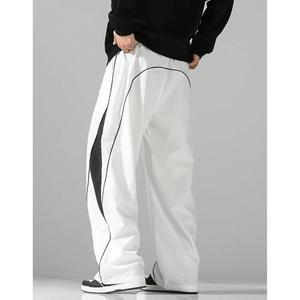 <b>Men's</b> <b>White</b> Wide Leg <b>Pants</b> Elastic Waist Drawstring Side Pockets Casual Loose Fit Lightweight Breathable Spring Wear - Product Image 4