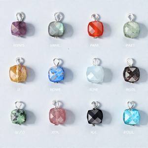 925 Sterling Silver Strawberry <b>Quartz</b> Cube Pendant – Faceted Pink <b>Crystal</b> Charm Minimalist Birthstone Charm DIY Jewelry Making - Product Image 2