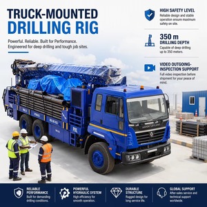 Plataforma de perforación rotativa DTH montada en camión Ashok Leyland para pozos de agua en roca dura, perforación de 350 metros. - Product Image 6