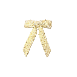 Nœuds pour cheveux faits main brodés de strass et de perles, style européen et américain, avec accents en cristal – Design tendance à pince crocodile - Product Image 4