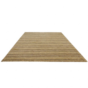Tapis à rayures horizontales en laine beige, marron, taupe, écologique, antidérapant, texturé, neutre, pour salon, chambre, hôtel - Product Image 2