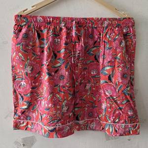 Pantalones Cortos de Algodón Ecológico Tejidos a Mano con Diseño Floral Azul Marino para Hombre y Mujer, Estampado Flocado Premium, Ropa de Verano Unisex - Product Image 3