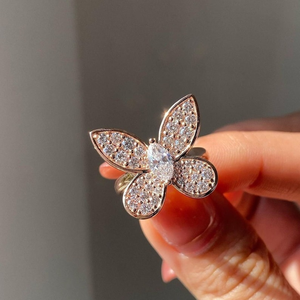 Anillo Solitario de Diamante con Corte Marquesa en Forma de Mariposa, Oro Sólido, Regalo de Cumpleaños, Joyería Elegante para Mujer - Product Image 1