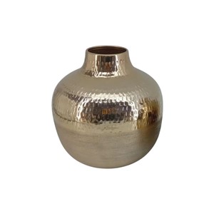 Gold Hammered Aluminum Flower <b>Vase</b> for Modern Home Decor Hand-Cafted Metal <b>Decorative</b> <b>Vase</b> for Wedding And Hotel Accents - Product Image 1