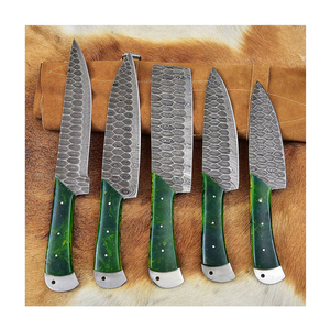 Juego de Cuchillos de Chef Hechos a Mano con Hojas Forjadas de Acero de Damasco, Diseño Elegante para la Cocina - Product Image 1