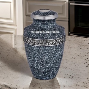 Urne funéraire grecque de haute qualité pour adultes Urne funéraire en métal aluminium bicolore avec bande gravée Fabricant d'urnes en gros - Product Image 2