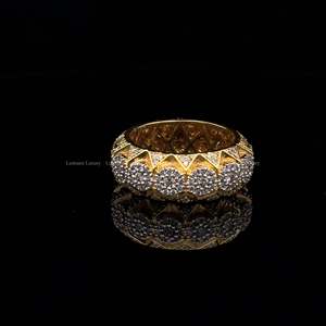 Bague d'éternité pour homme en or jaune 10K avec diamant moissanite rond de 2,29 carats, alliance de mariage de luxe, bague de promesse pour tous les jours, pour lui - Product Image 3