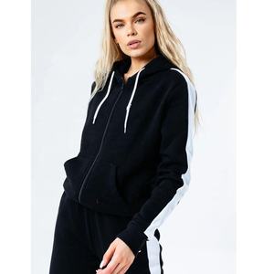 Chándal de mujer de lana de algodón 100% con logotipo personalizado de calidad superior, chándal de dos piezas liso con cremallera para mujer - Product Image 3