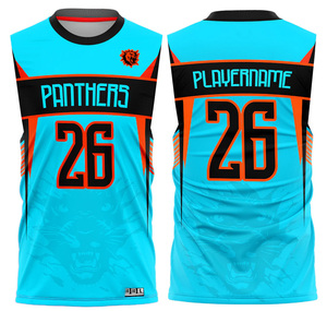 Camiseta de baloncesto personalizada para niños de los Panthers, número 26, azul, naranja, negro, ropa deportiva de poliéster 20 - Product Image 1