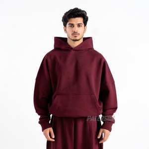 Vente en gros de sweat-shirts à capuche en molleton de coton 450 GSM, coupe ample, pour les détaillants de mode indépendants - Product Image 5
