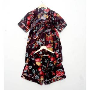 Conjunto de Pijama Corto de Algodón Indio Romántico, Lujoso y Vintage para Novia, Transpirable, de Secado Rápido y Suave para Mujer y Niña, Verano - Product Image 6