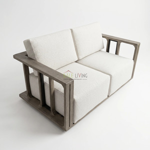 Bromo Loveseat Minimalist Teak Two Seat Garden <b>Sofa</b> with Waterproof Cushion <b>Outdoor</b> Furniture for Villa Hotel & Park - Product Image 2