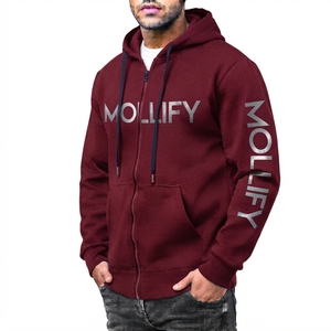 Mollify <b>Men's</b> <b>White</b> Zip-Up Hoodie Regular Fit Cotton Fleece Casual Hooded <b>Sweatshirt</b> with Front Pocket and Sleeve Logo - Product Image 5