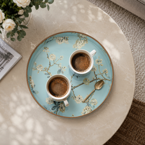 Juego de Bandejas Redondas de Madera Premium con Acabado Esmaltado, Bandeja Floral Hecha a Mano para Té, Café y Aperitivos, Decoración de Hogar de Lujo, Regalo Coleccionable - Product Image 3