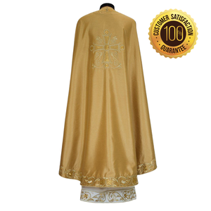 Robe de Prêtre Brodé Or ShineWays Enterprises, Vêtement Liturgique en Soie Satinée, Tenue Formelle d'Église Personnalisable Toutes Saisons - Product Image 2