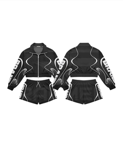 Women Sporty Tracksuit 2 Piece Zipper Jacket <b>Shorts</b> Quick Dry <b>Polyester</b>/Nylon Full Sleeve Summer Wear Stand Collar Tracksuit - Product Image 3