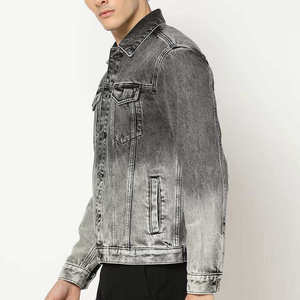 Custom Streetwear Winter Mens Denim Jacket | 100% Polyester Embroidered Patchwork Print Button Factory Wholesale - Product Image 4