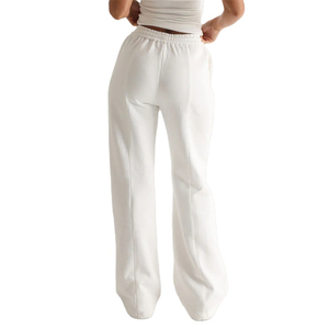 Women's 2025 Custom Size 100% Cotton Flare Jogger Pants Breathable Soft Baggy Wide Straight Flared Sweatpants Mid Casual <b>Canvas</b> - Product Image 1