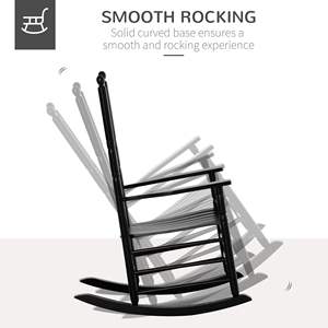 Chaise de jardin de porche d'intérieur/extérieur de culbuteur en bois noir à dossier haut pour la relaxation - Product Image 4