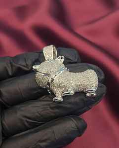 Pendentif de luxe pour chien en argent 925 plaqué or 18 carats avec micro-pavé de strass, breloque animale, cadeau unisexe - Product Image 1