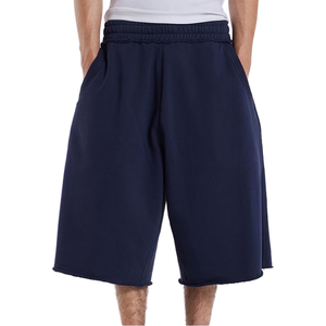 Customised <b>Men's</b> 100% Cotton Baggy Distressed <b>Shorts</b> Elastic Waist Vintage Knitted Casual Streetwear <b>3</b>/<b>4</b> <b>shorts</b> - Product Image 1