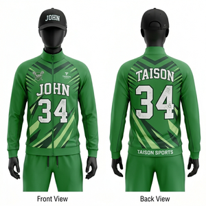 <b>Mens</b> lacrosse tracksuit 280 GSM premium polyester fleece green <b>white</b> panel zip <b>jacket</b> pants embroidered heat transfer custom - Product Image 4