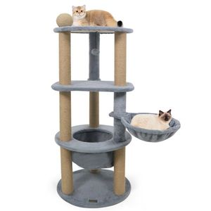 Torre per Gatti a Più Livelli da 47 Pollici, Grigio Chiaro, con Posti di Tiraggio per Relax e Gioco - Product Image 1