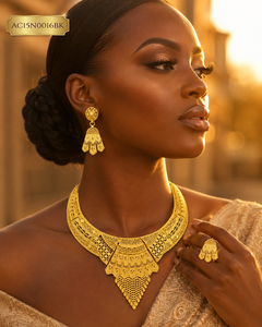 Elegancia Atemporal: Conjunto de Collar con Colgante Chapado en Oro de Inspiración Africana para Mujer, Joyería de Moda para Fiestas y Bodas - Product Image 3