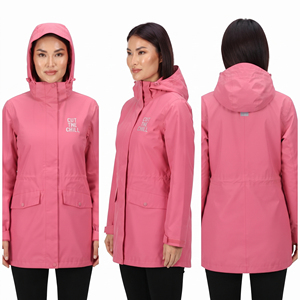 Chaqueta Cortavientos Larga Estampada para Mujer, 100% Nailon, Impermeable, Chaqueta con Capucha Ligera para Senderismo y Camping - Product Image 5