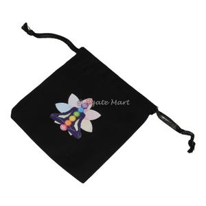 Bolsa de algodón redonda negra con diseño de fase lunar Bolsa con cordón de terciopelo para manualidades para embalaje de regalo - Product Image 4