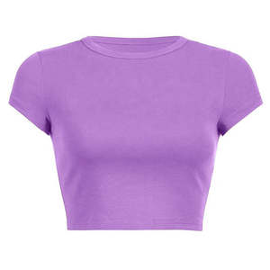 Camiseta Corta de Algodón Personalizada para Mujer, Estilo Crop Top con Estampado Puff, Superventas - Product Image 3