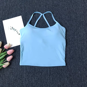 Summer Sports Vest with Chest <b>Pads</b> for Women, Nude-Feel <b>Running</b> Fitness Sports Bra Yoga Top - Product Image 4