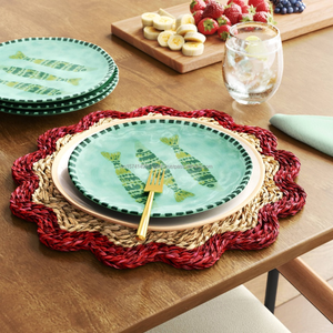 Prix usine Style rustique naturel rond tissé napperons osier jonc de mer tapis de rotin du Vietnam pour manger - Product Image 3