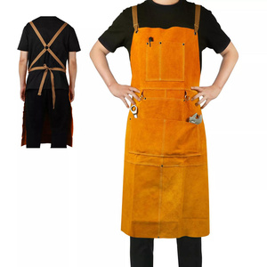 Pure Cowhide Split Leather Heavy Duty Welder's Safety Bib <b>Apron</b> Workwear with Abrasion Resistance Repair and <b>Work</b> <b>Apron</b> - Product Image 5